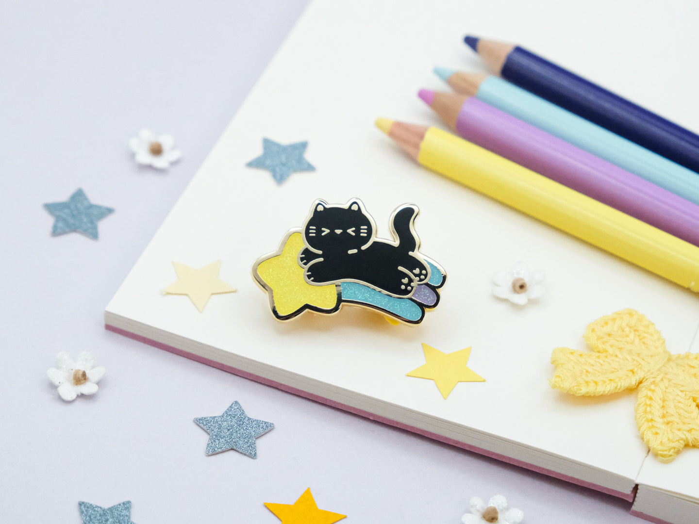 Pins Chat Étoile Filante