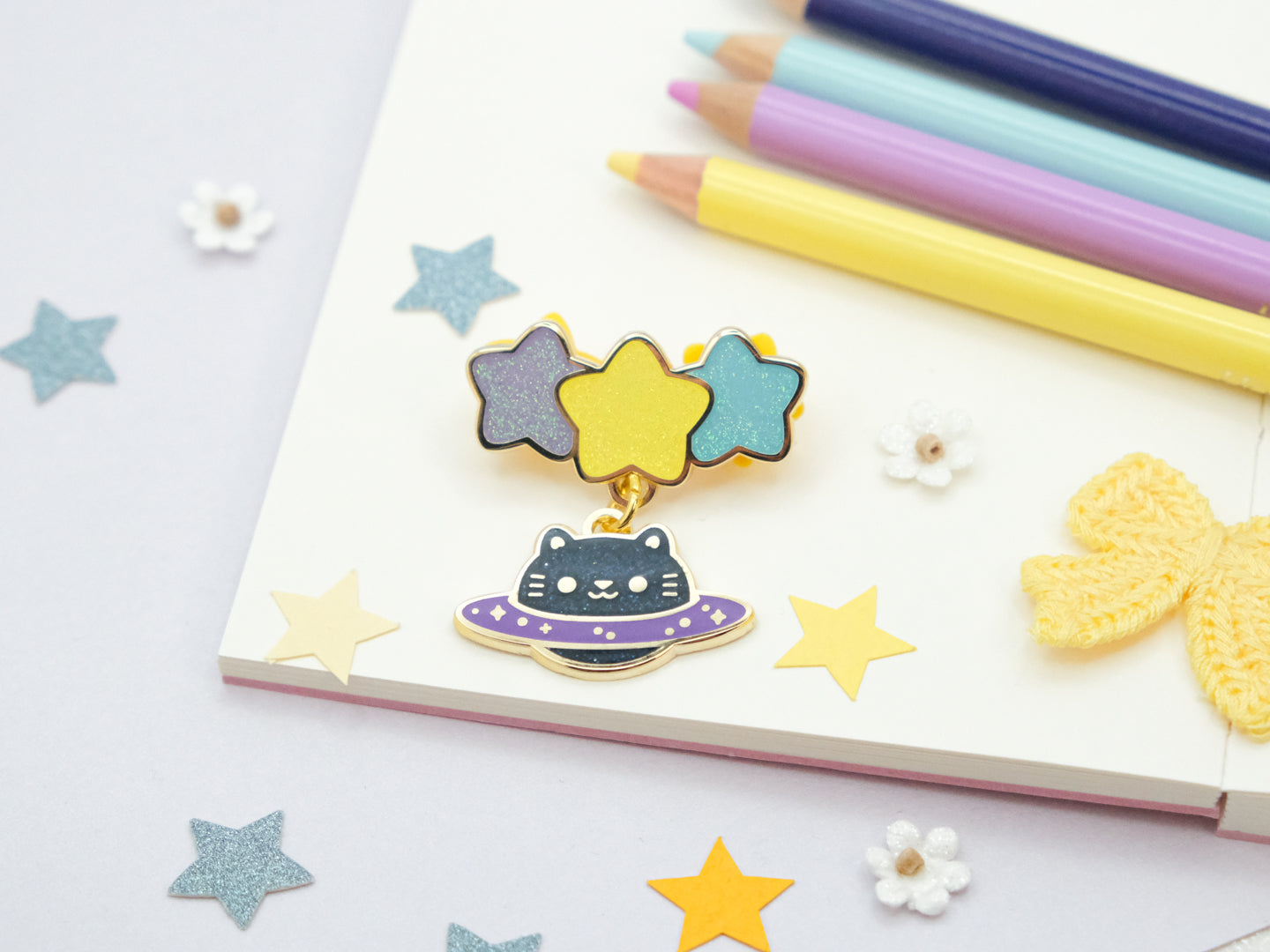 Space Cat Charm Enamel Pin
