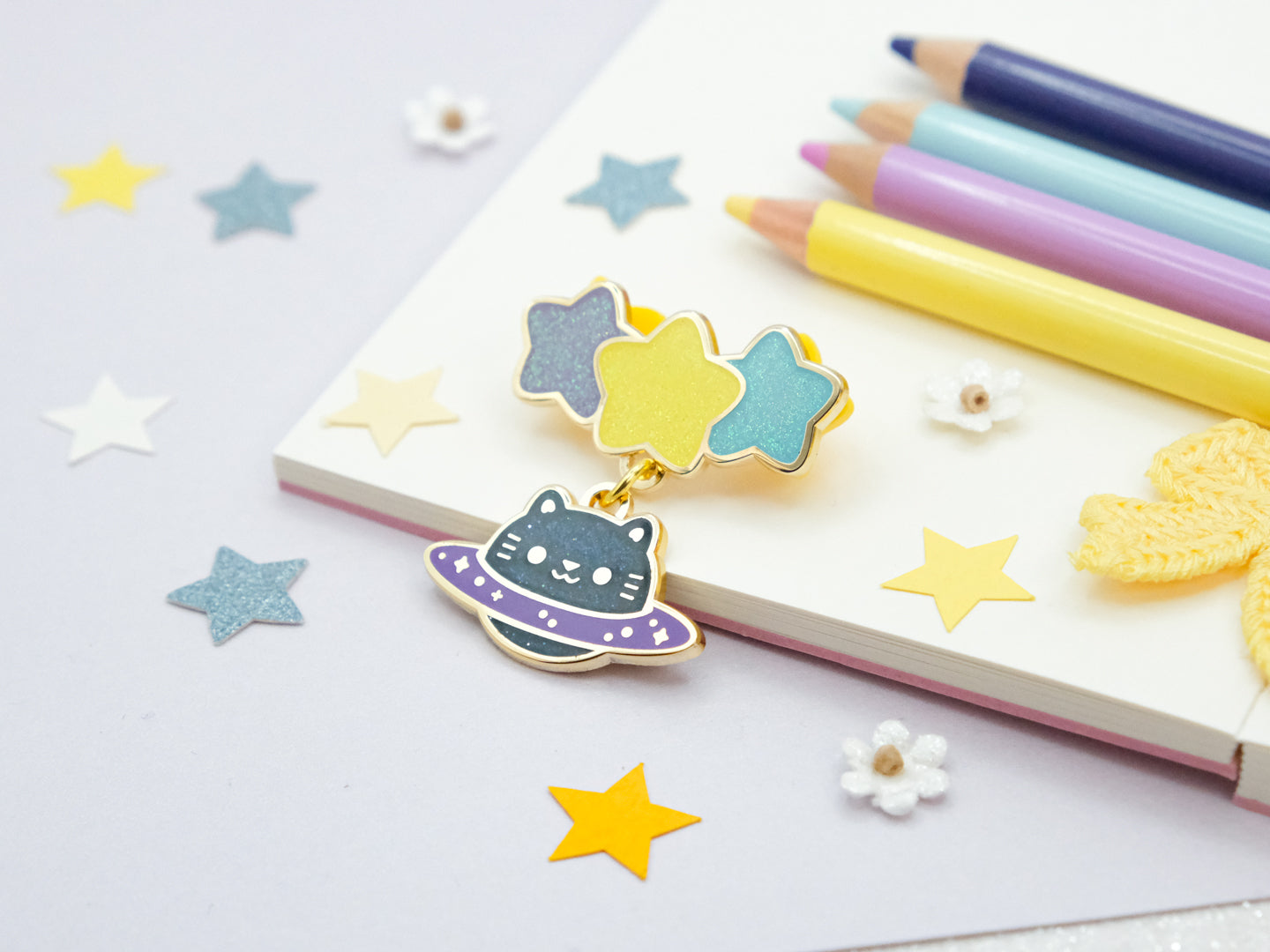 Space Cat Charm Enamel Pin