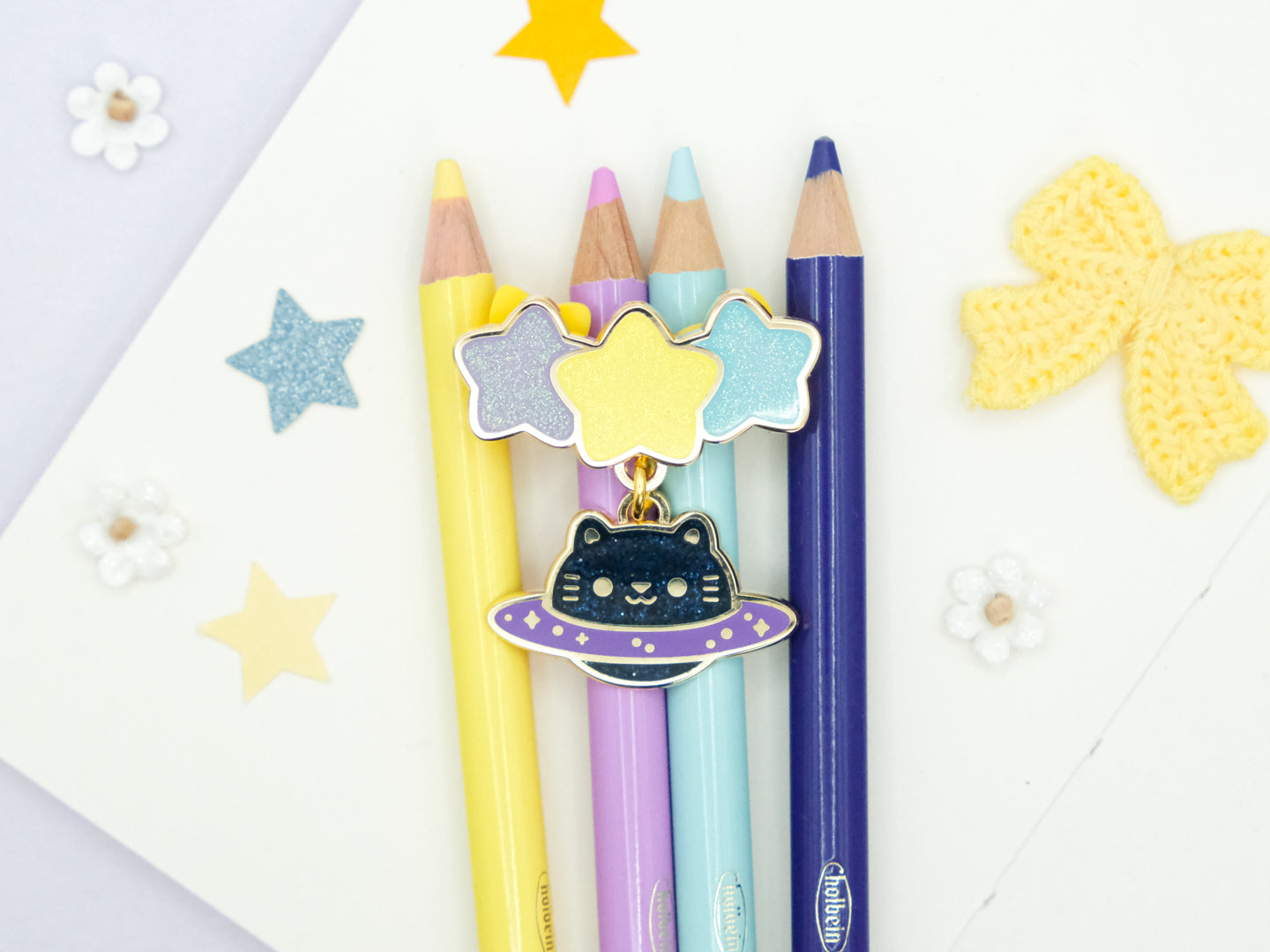 Space Cat Charm Enamel Pin