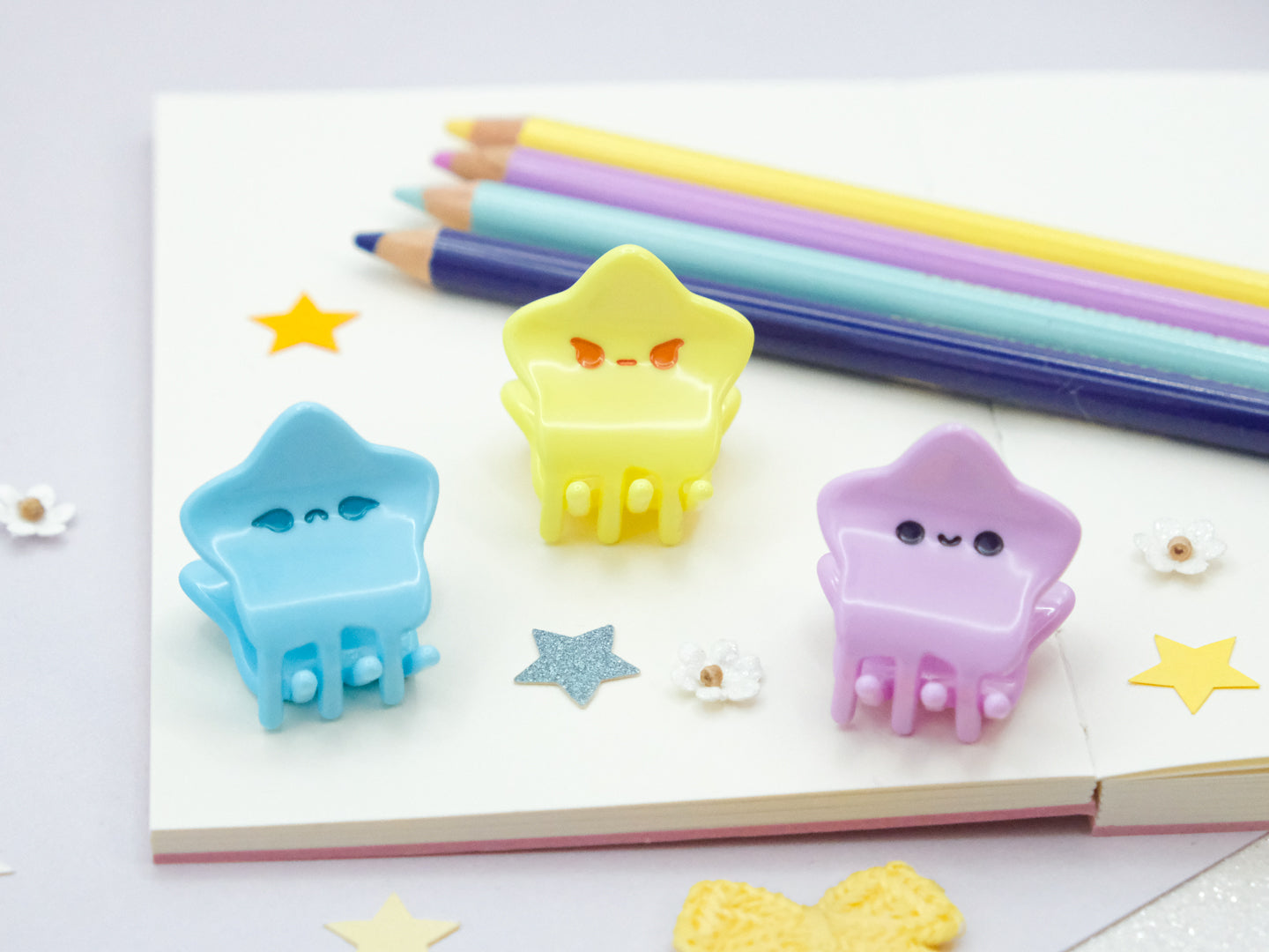 Mini Yellow Angry Star Hair Claw Clip