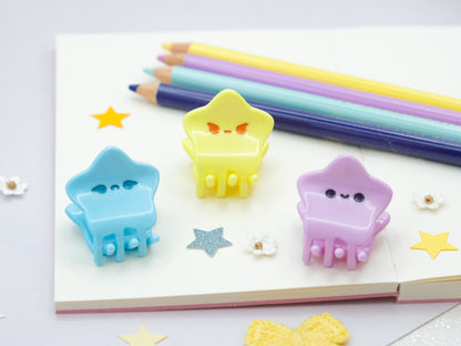 Mini Blue Sad Star Hair Claw Clip