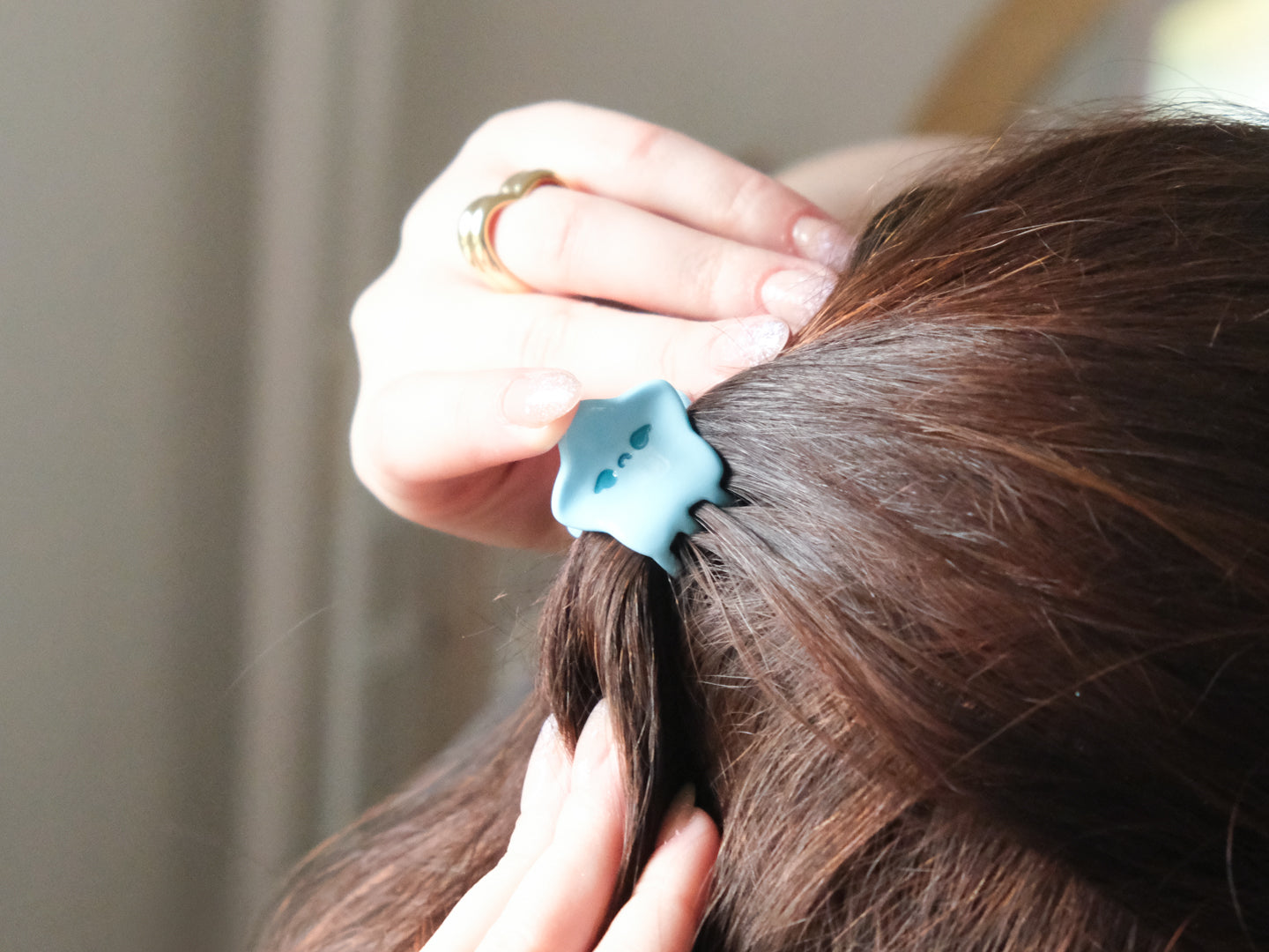 Mini Blue Sad Star Hair Claw Clip