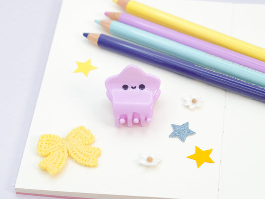 Mini Purple Happy Star Hair Claw Clip