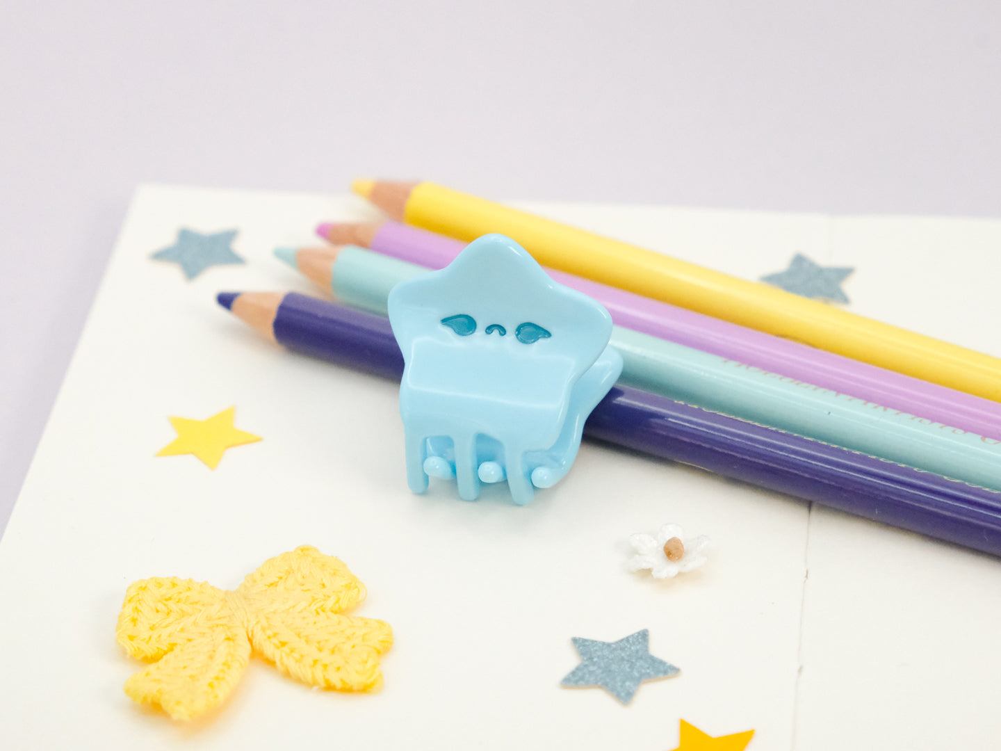 Mini Blue Sad Star Hair Claw Clip