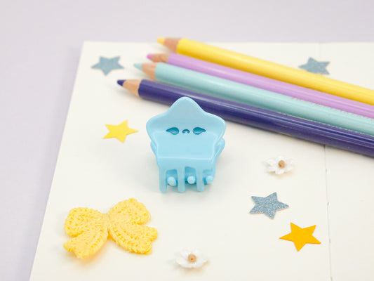 Mini Blue Sad Star Hair Claw Clip