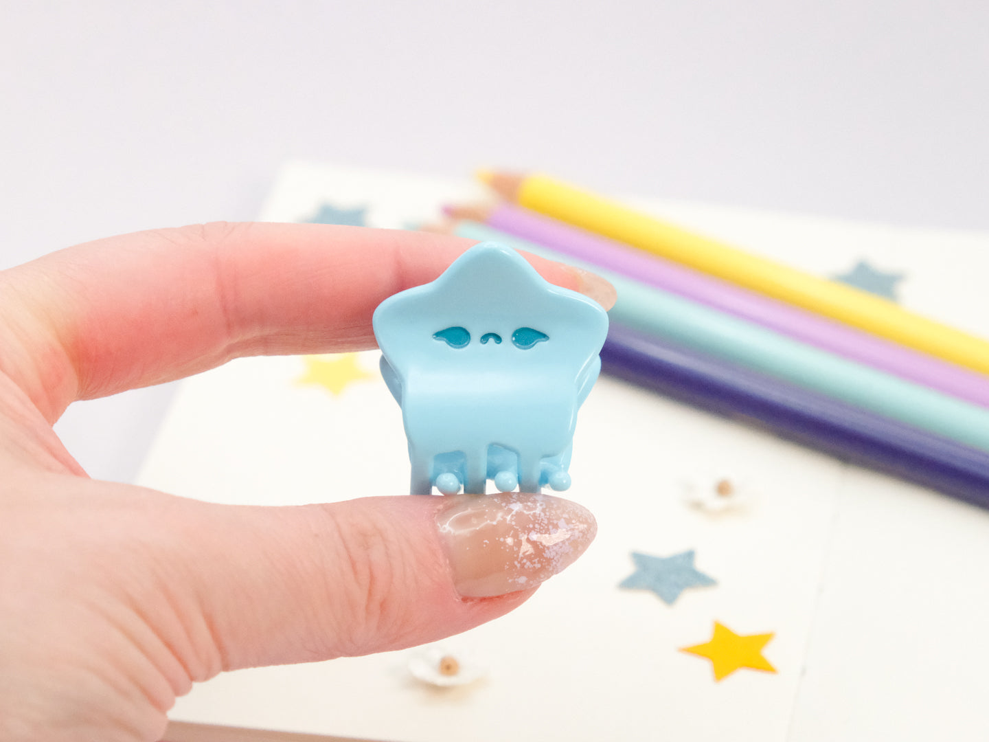 Mini Blue Sad Star Hair Claw Clip