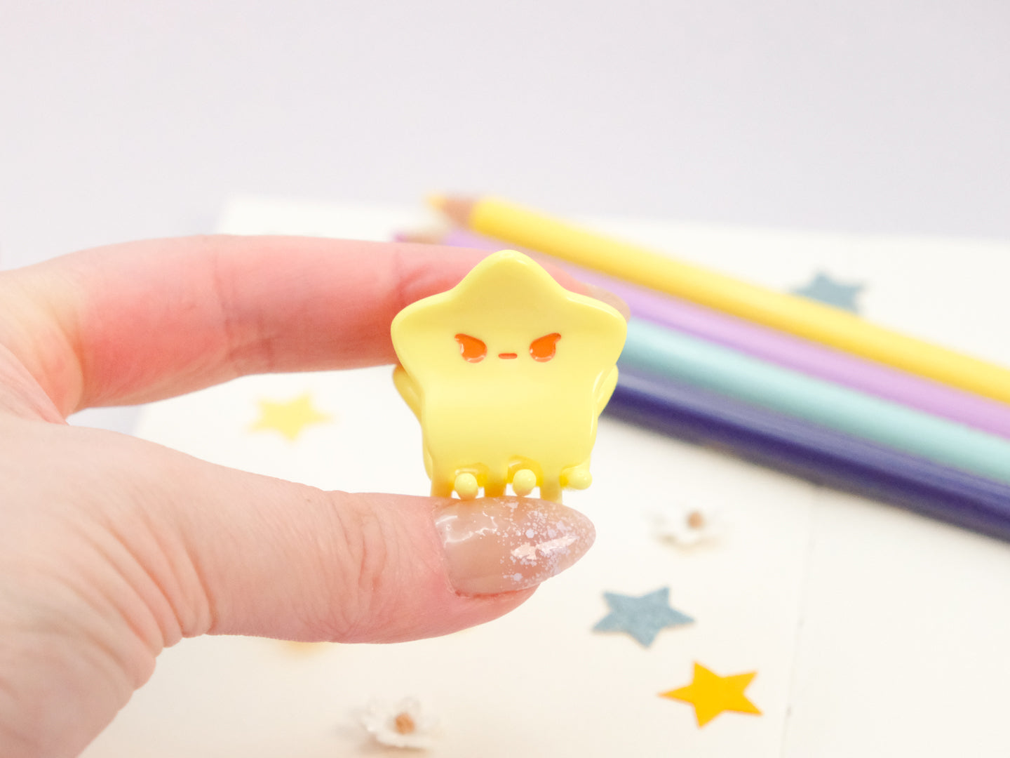 Mini Yellow Angry Star Hair Claw Clip