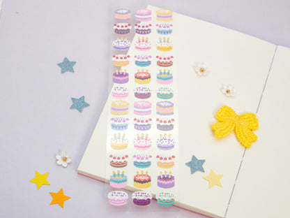 Feuille d'autocollants Deco Gâteaux d’Anniversaire Pailletés