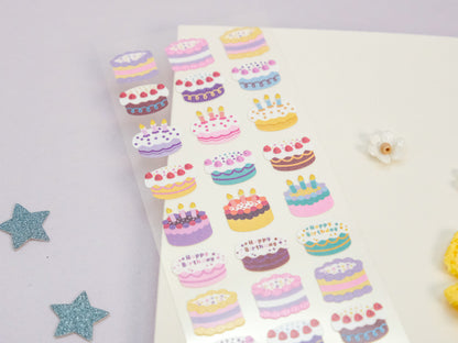 Feuille d'autocollants Deco Gâteaux d’Anniversaire Pailletés