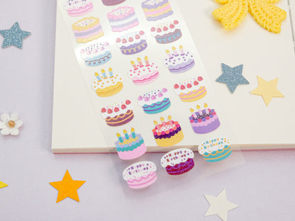 Feuille d'autocollants Deco Gâteaux d’Anniversaire Pailletés