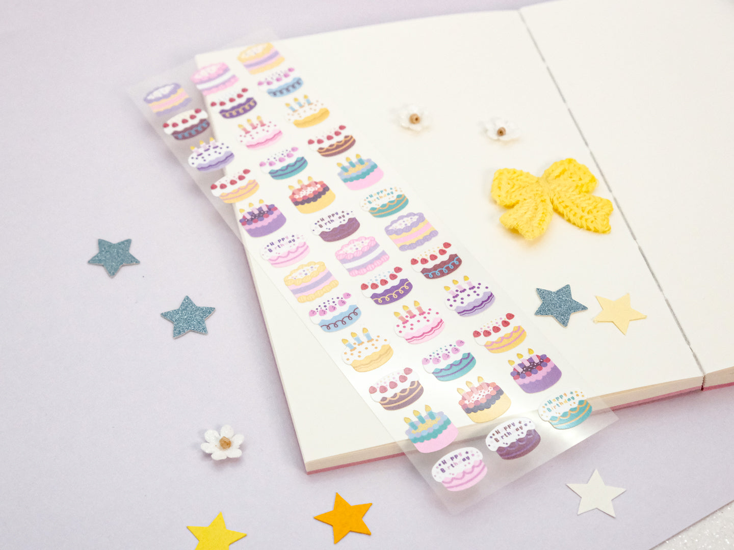 Feuille d'autocollants Deco Gâteaux d’Anniversaire Pailletés