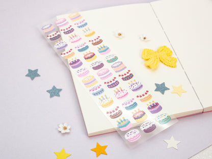 Feuille d'autocollants Deco Gâteaux d’Anniversaire Pailletés