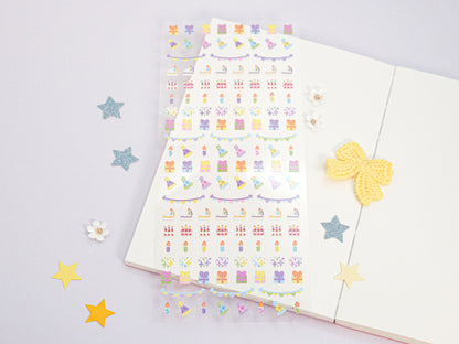 Birthday Party Glitter Deco Sticker Sheet