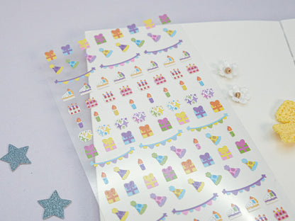 Birthday Party Glitter Deco Sticker Sheet