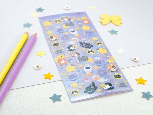 Space Cat Glitter Deco Sticker Sheet