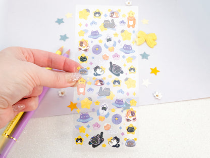 Feuille d'autocollants Deco Paillettes Chat de l’Espace