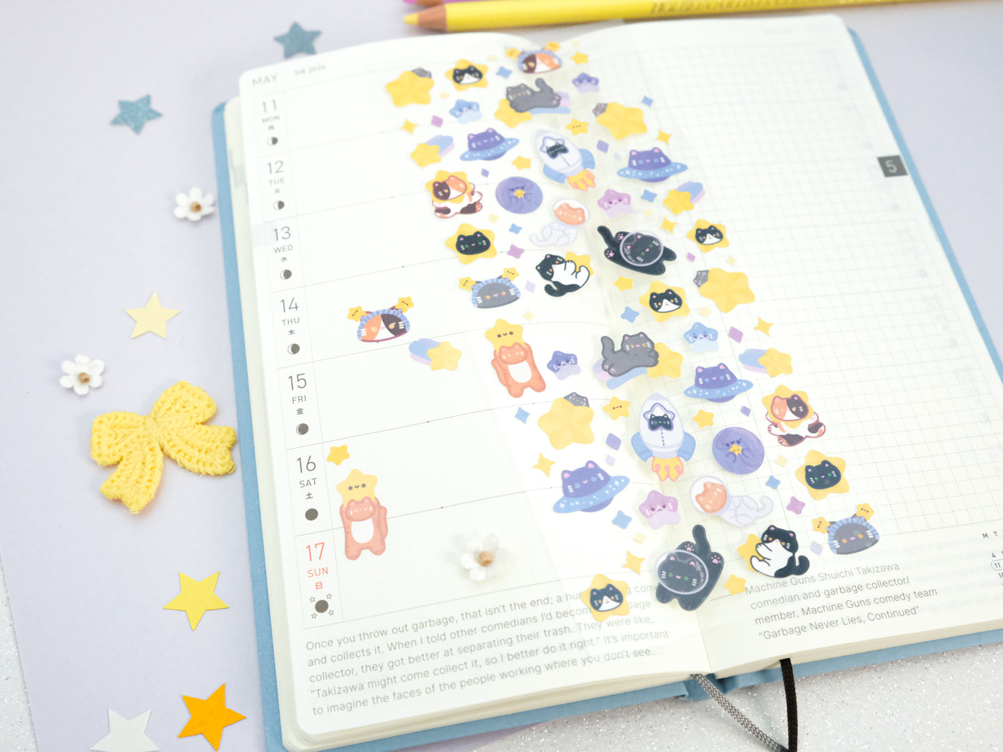 Feuille d'autocollants Deco Paillettes Chat de l’Espace