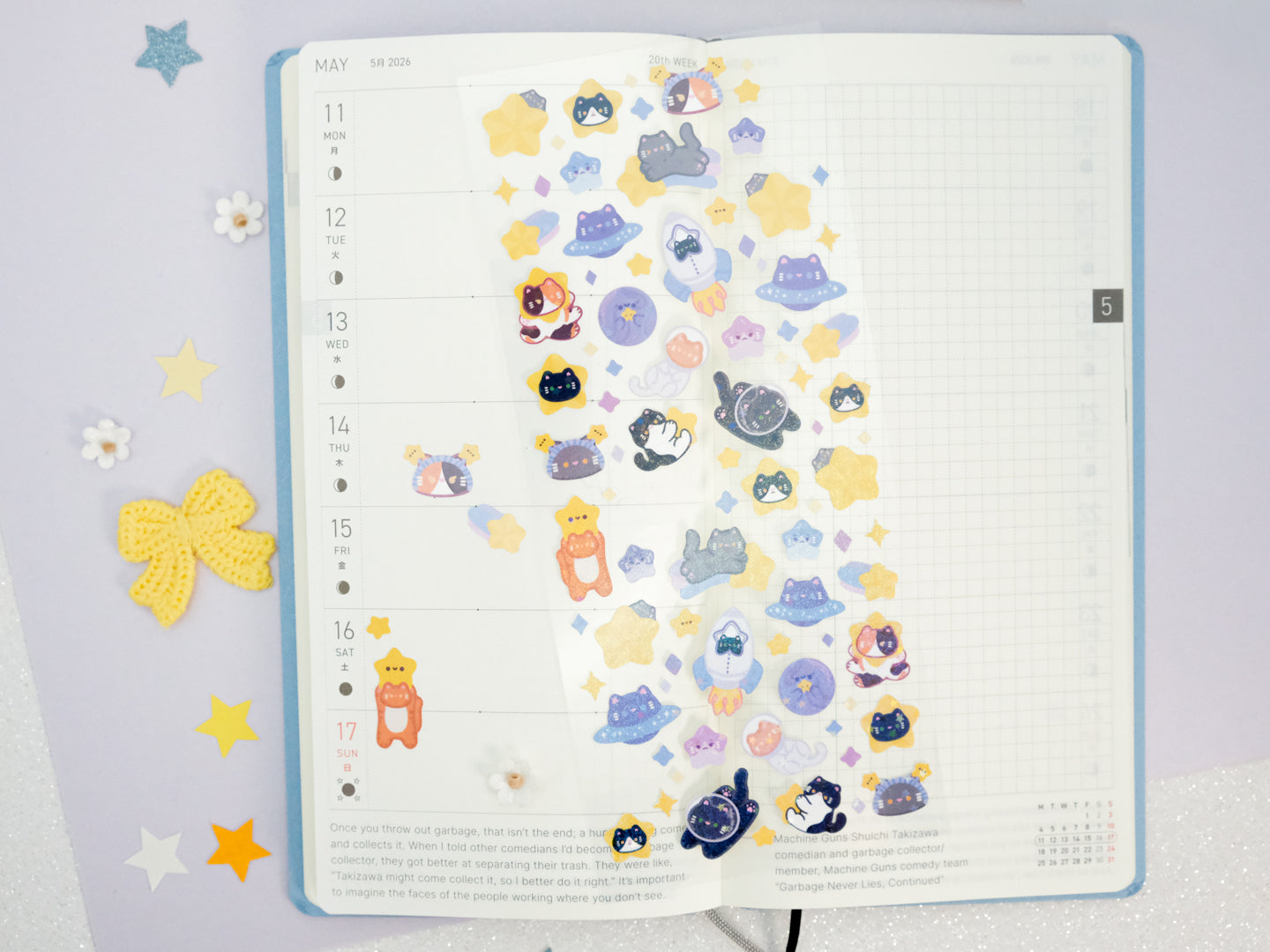 Feuille d'autocollants Deco Paillettes Chat de l’Espace