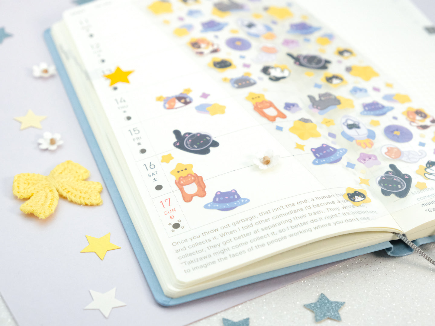 Feuille d'autocollants Deco Paillettes Chat de l’Espace