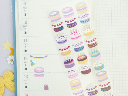 Feuille d'autocollants Deco Gâteaux d’Anniversaire Pailletés