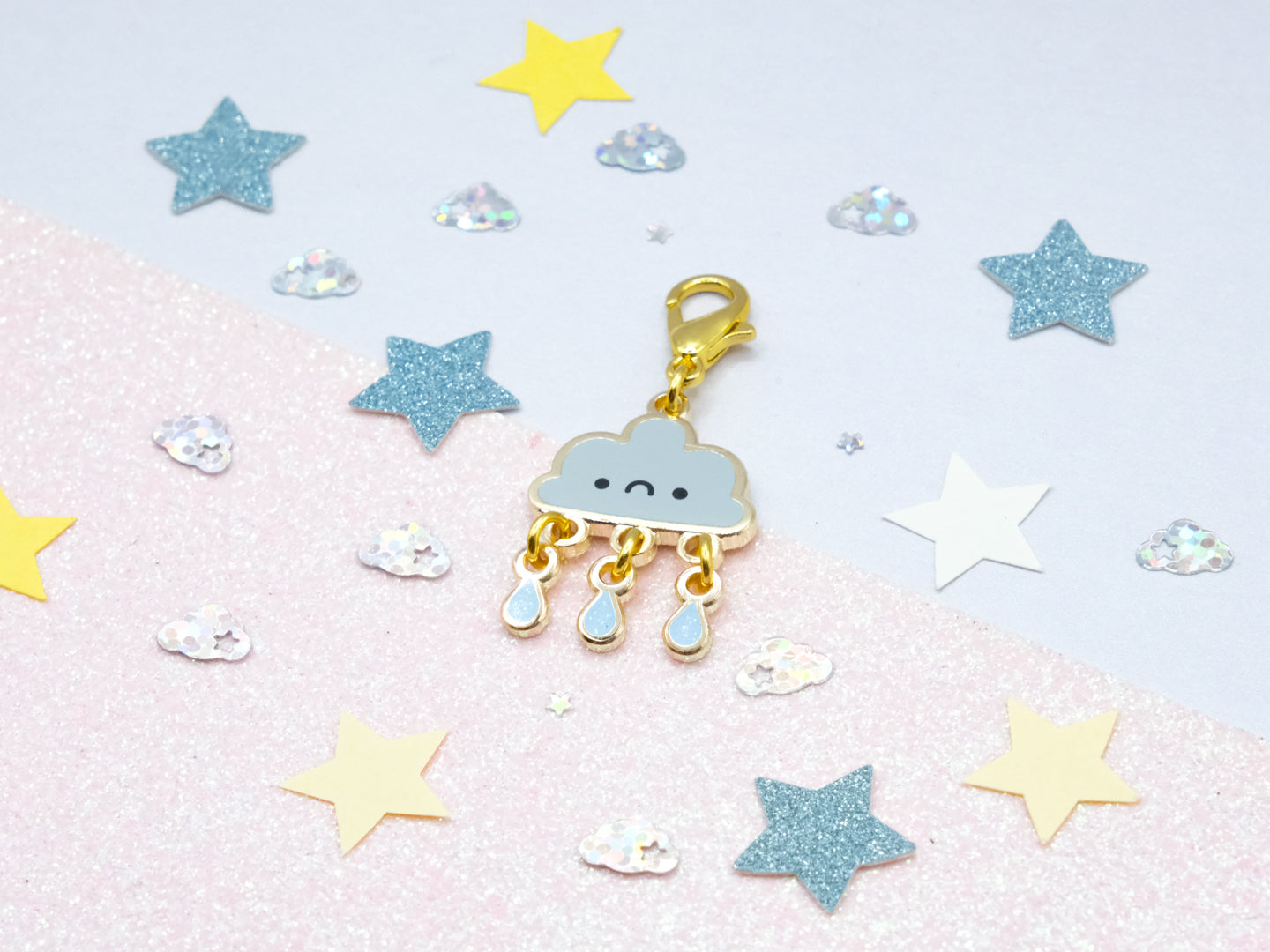 Sad Cloud & Raindrops Duo Charm - Charm-ing Collection