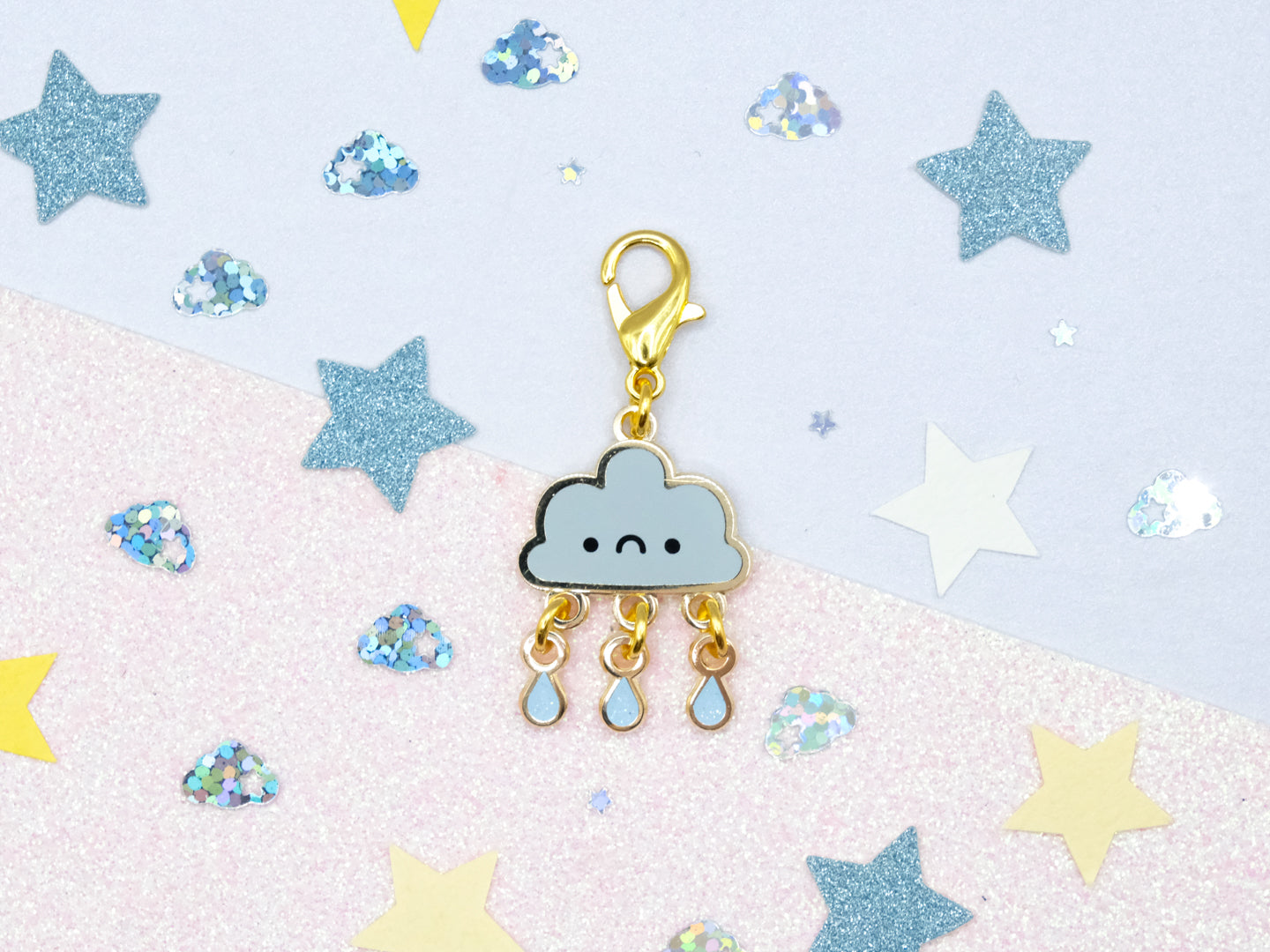 Sad Cloud & Raindrops Duo Charm - Charm-ing Collection