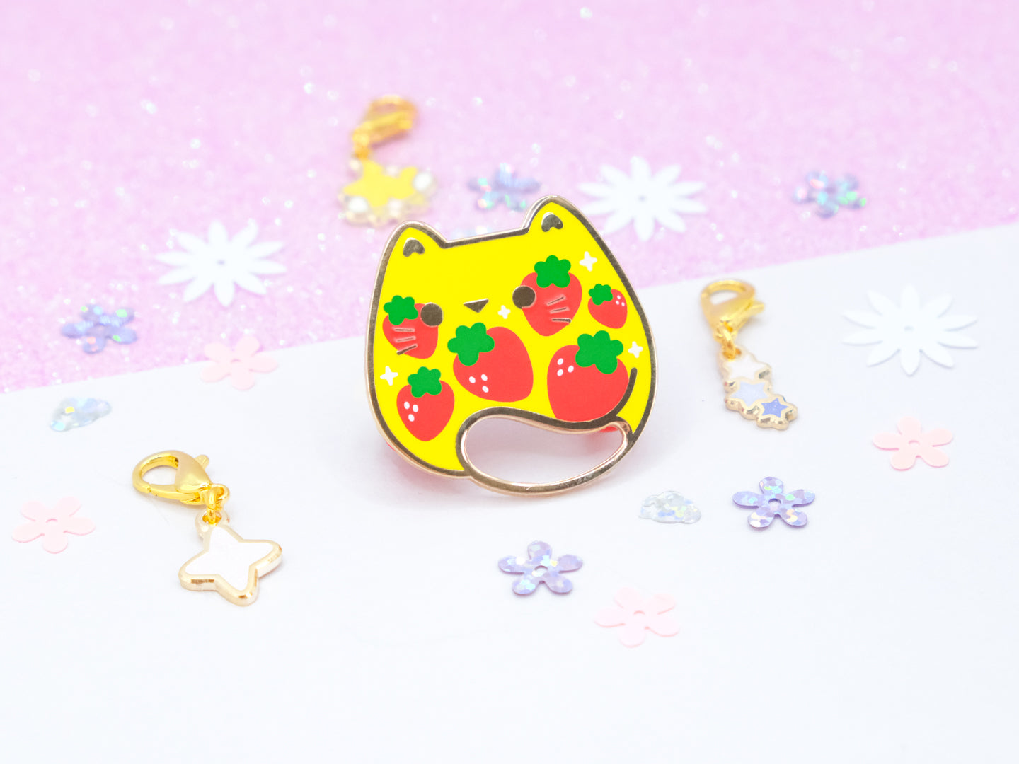 Strawberry Delight Cat Pins - Charm-ing Collection