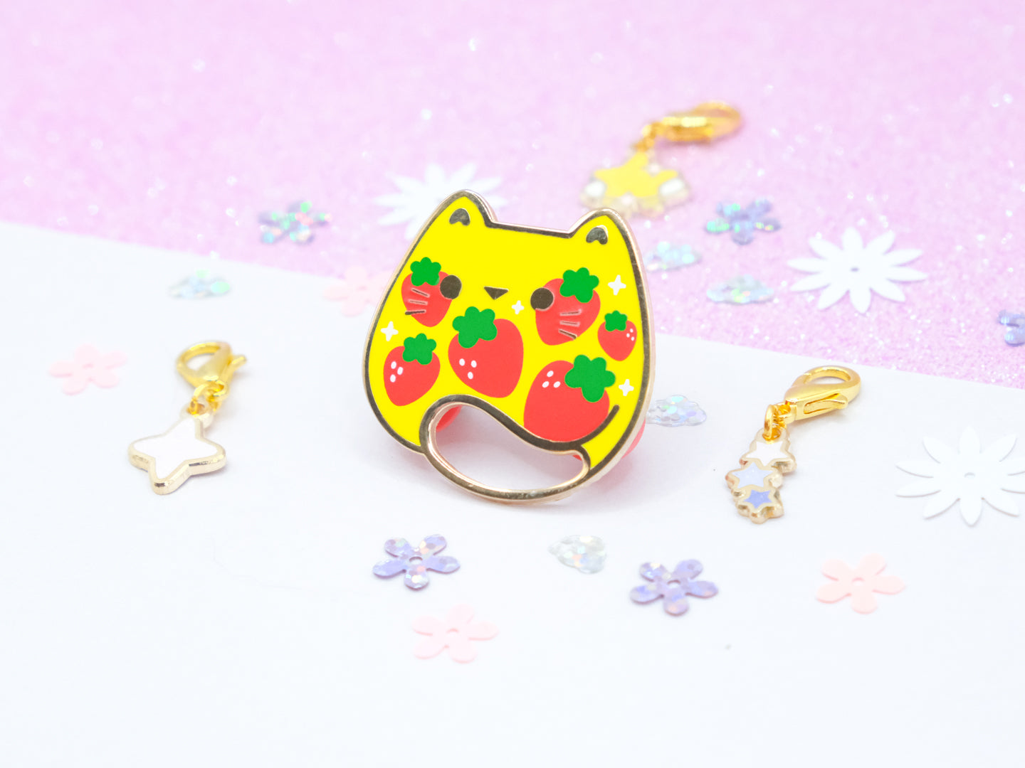 Strawberry Delight Cat Pins - Charm-ing Collection