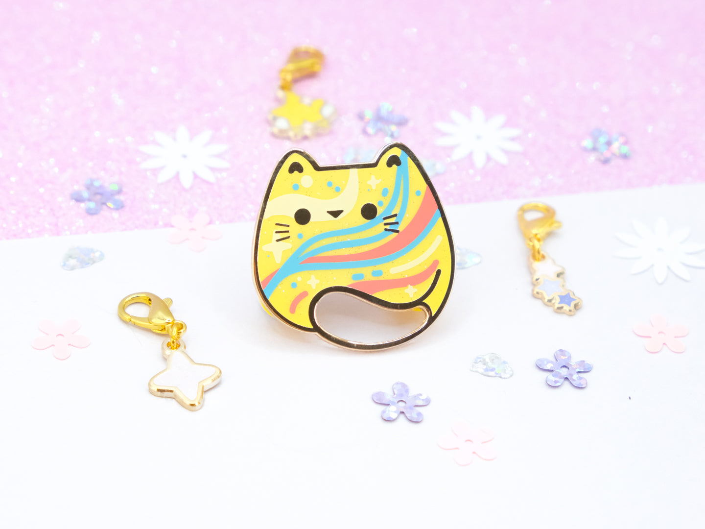 Golden Flow Cat Pins - Charm-ing Collection
