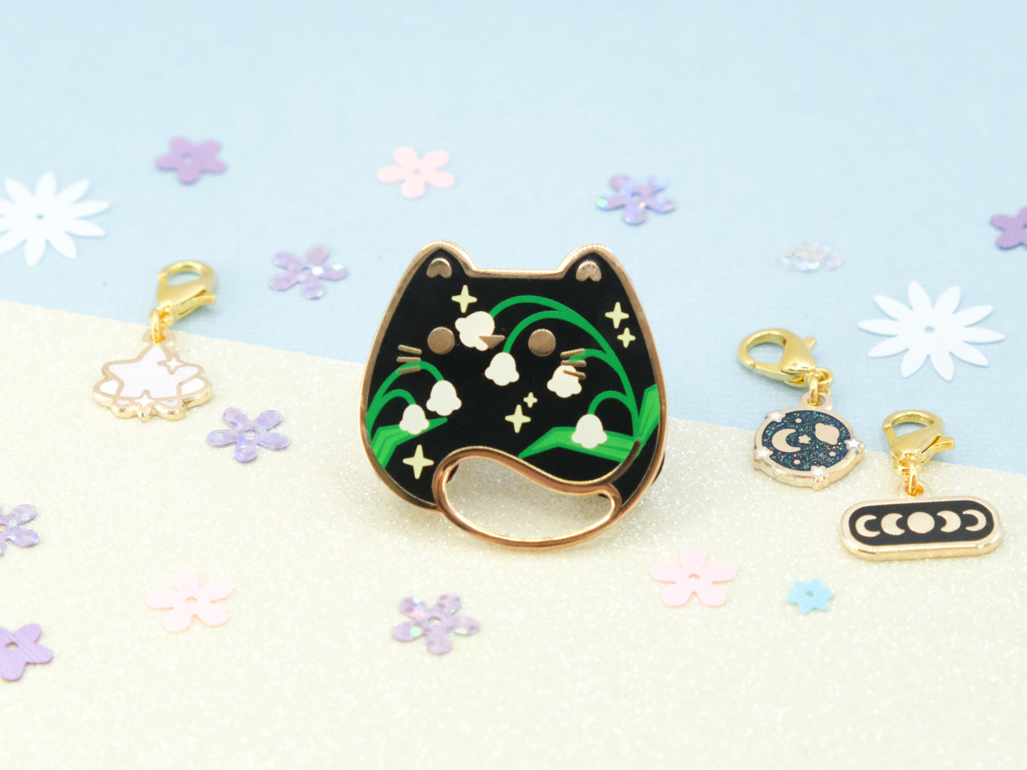 Lily of the Valley Cat Pins - Charm-ing Collection