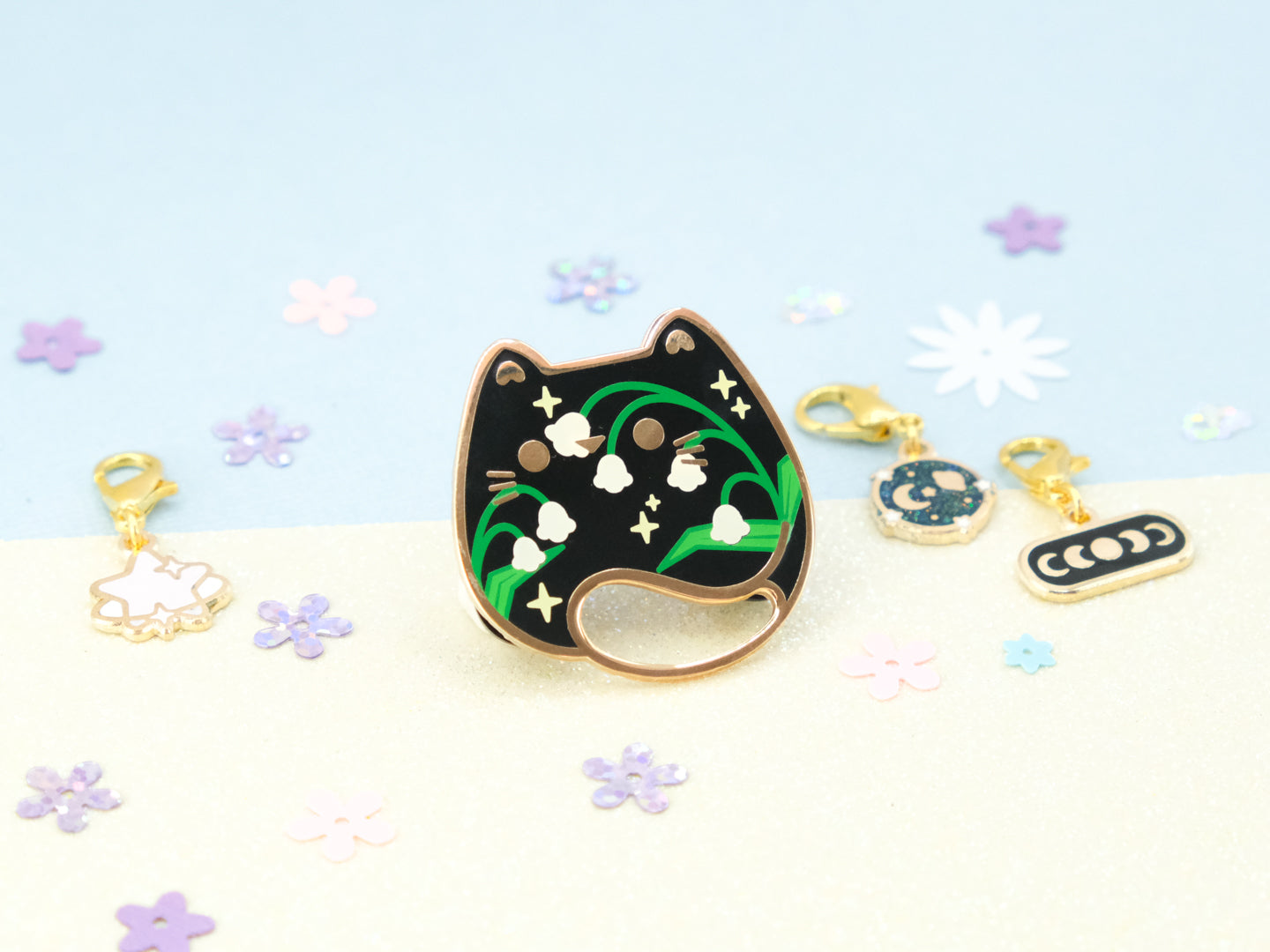 Lily of the Valley Cat Pins - Charm-ing Collection