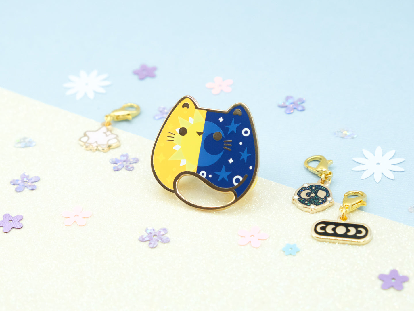 Sun & Moon Cat Pins - Charm-ing Collection