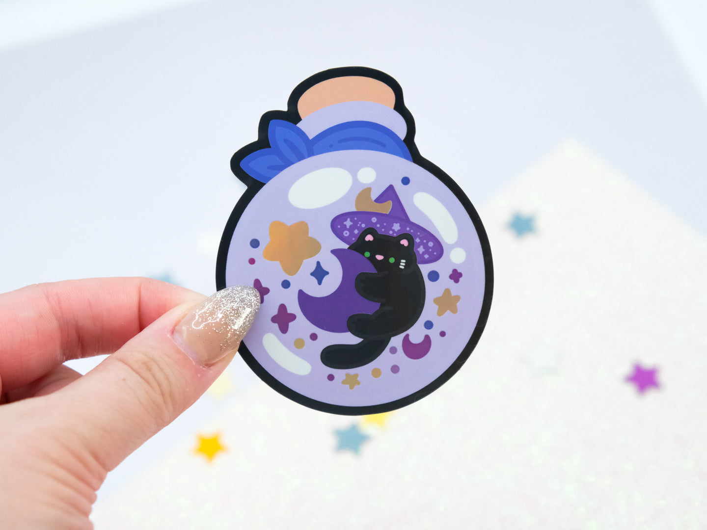 Moonlight Witch Cat Potion Holographic Sticker