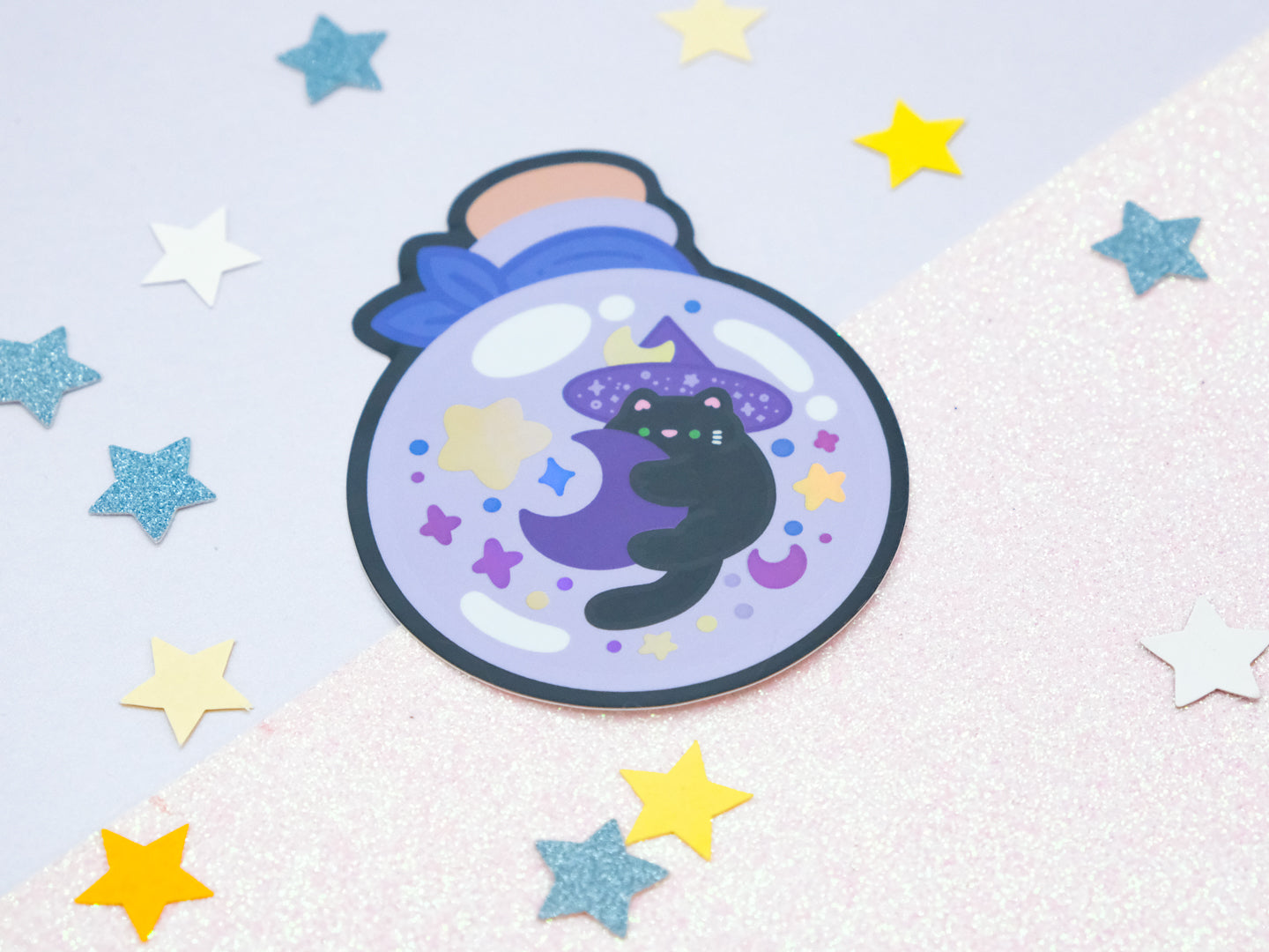 Moonlight Witch Cat Potion Holographic Sticker