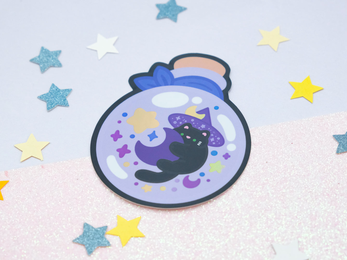 Moonlight Witch Cat Potion Holographic Sticker