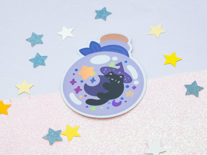 Moonlight Witch Cat Potion Holographic Sticker