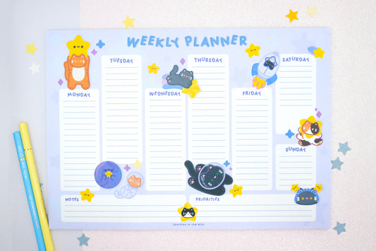 Space Cat A4 Weekly Planner