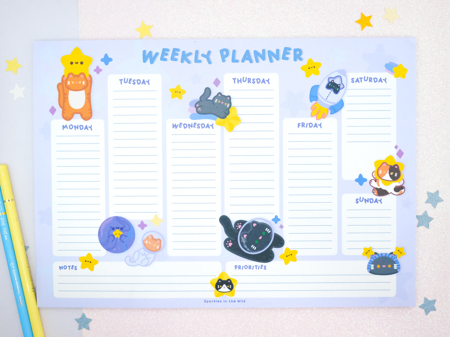 Space Cat A4 Weekly Planner