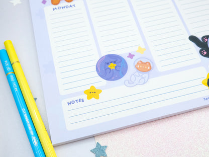 Space Cat A4 Weekly Planner