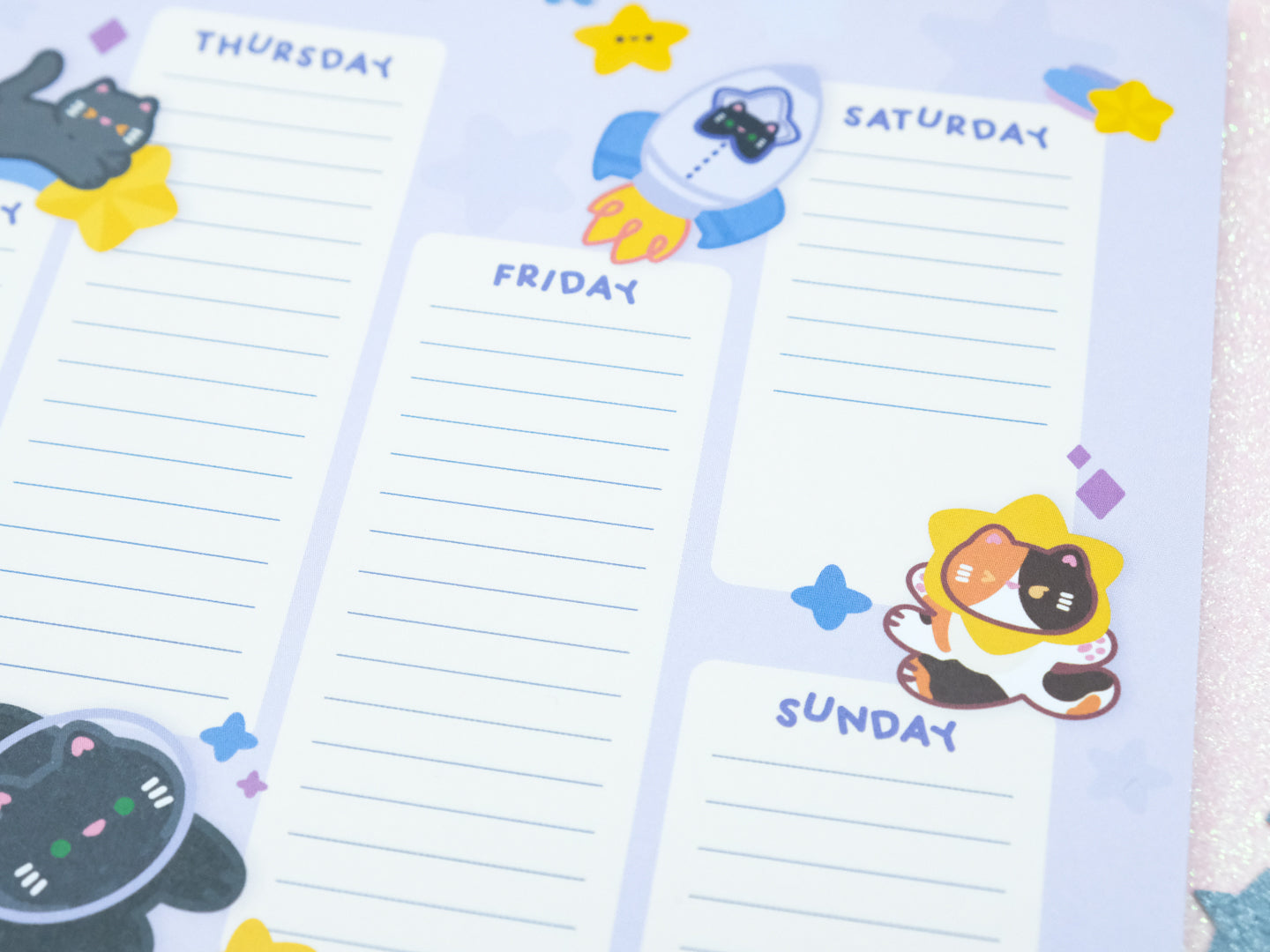 Space Cat A4 Weekly Planner