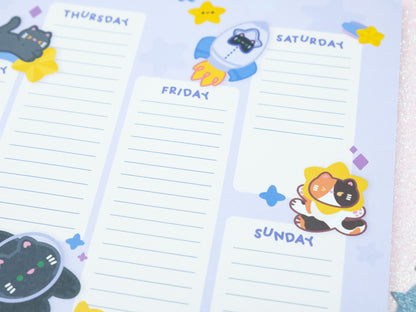 Space Cat A4 Weekly Planner
