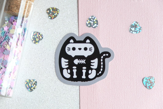 Skeleton Cat Sticker - Whiskered Wonders Collection