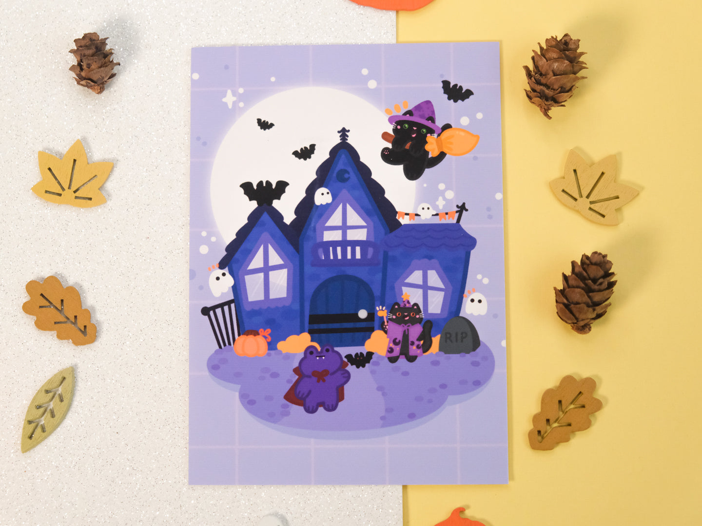 Cute Haunted Manor Illustration Art Print