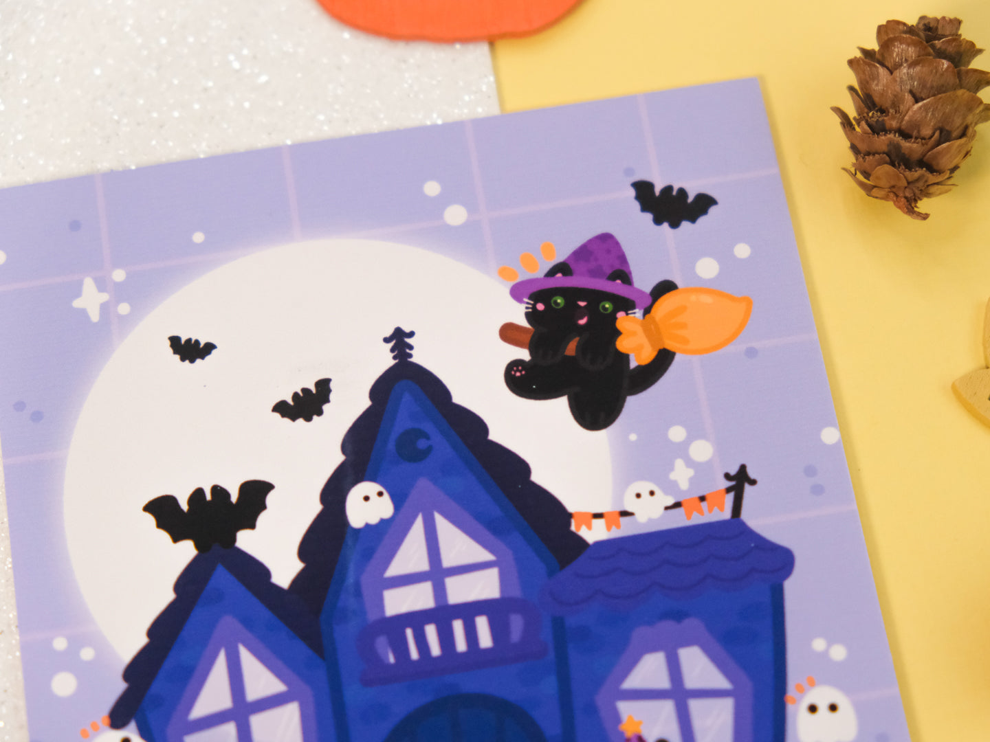 Cute Haunted Manor Illustration Art Print