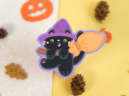 Goofy Witch Cat Sticker