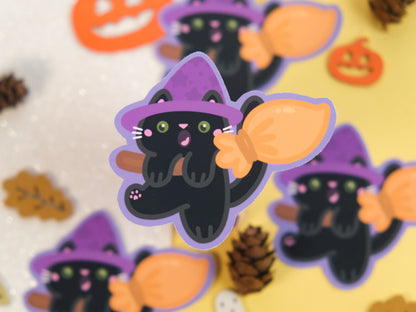 Goofy Witch Cat Sticker