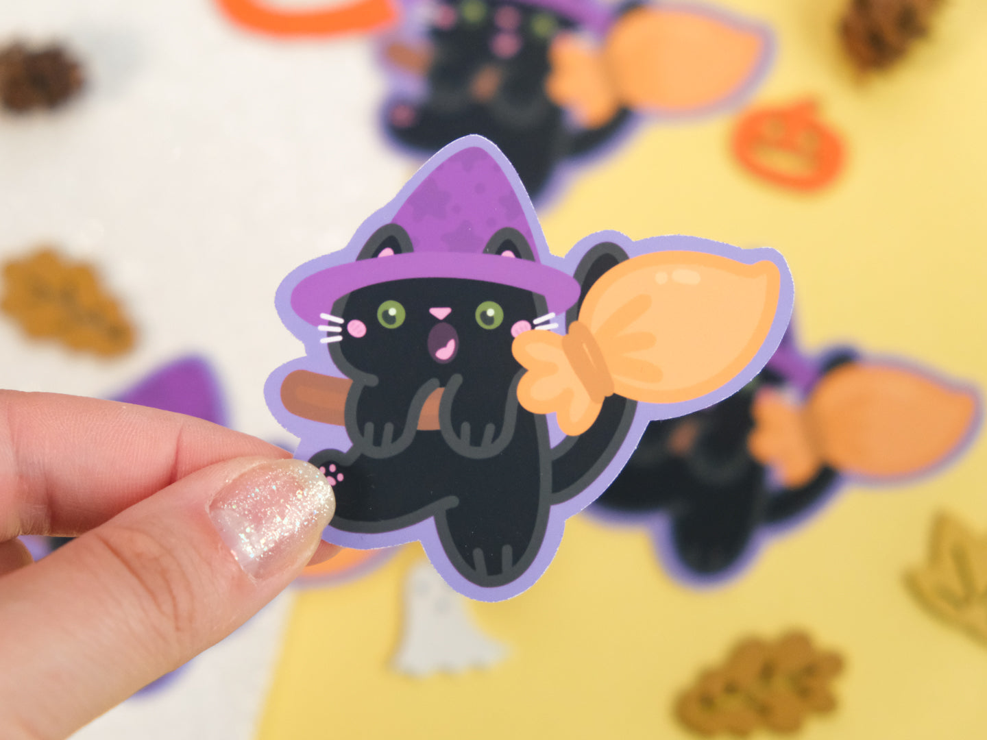 Goofy Witch Cat Sticker