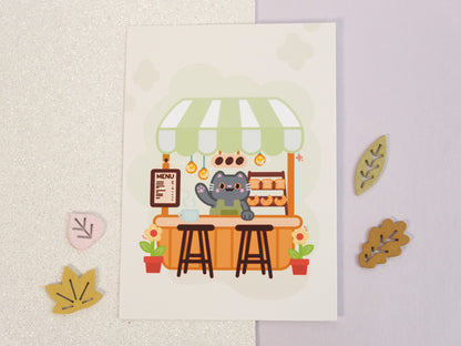 Cute Coffee Shop Illustration Art Print