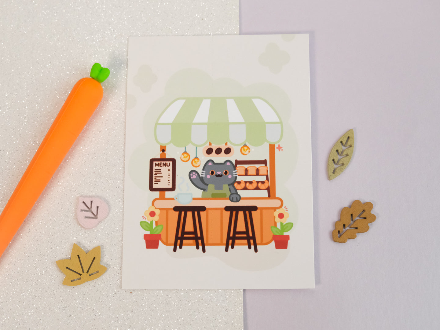 Cute Coffee Shop Illustration Art Print